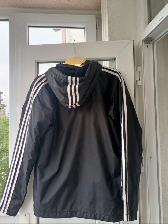 Adidas Siyah Fermuarlı Unisex Yağmurluk - Görsel 2