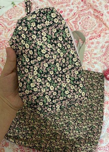 Diğer Dantel Detaylı Pembe Çiçekli Bohem Kol Çantası