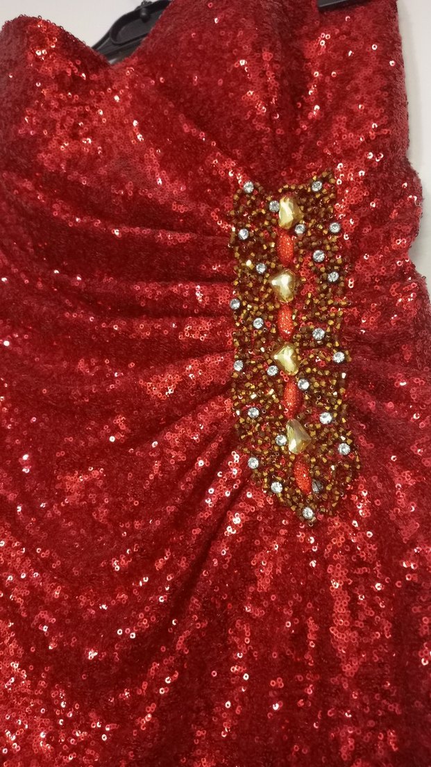Kırmızı Payetli Uzun Abiye Elbise - Görsel 3