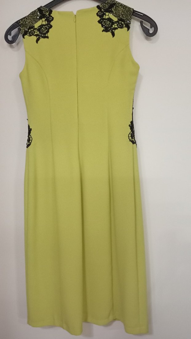 Yeşil Güpür Detaylı Mini Abiye Elbise - Görsel 3