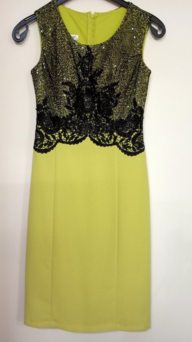 Yeşil Güpür Detaylı Mini Abiye Elbise - Görsel 2