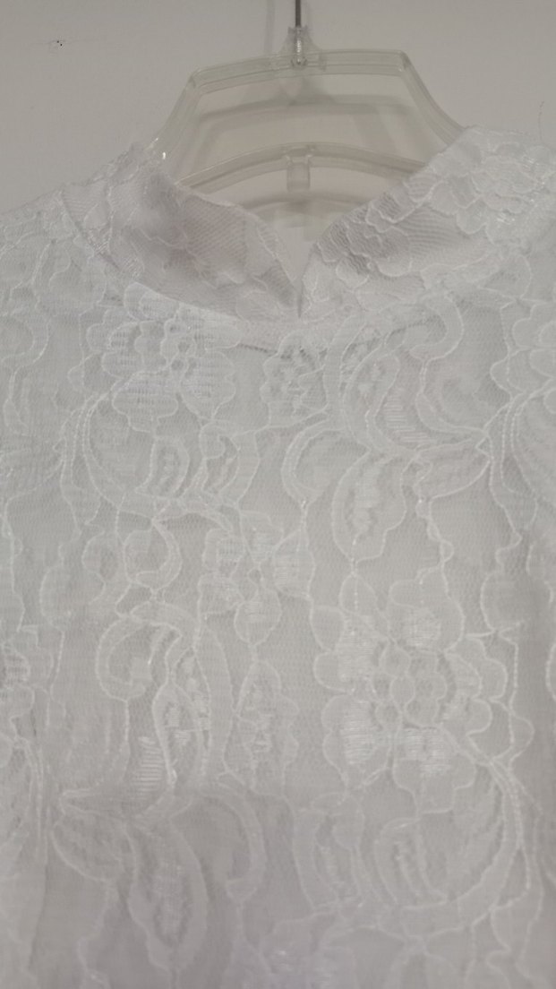 Dantel Detaylı Beyaz V Yaka Uzun Kollu Nişanlık - Görsel 3