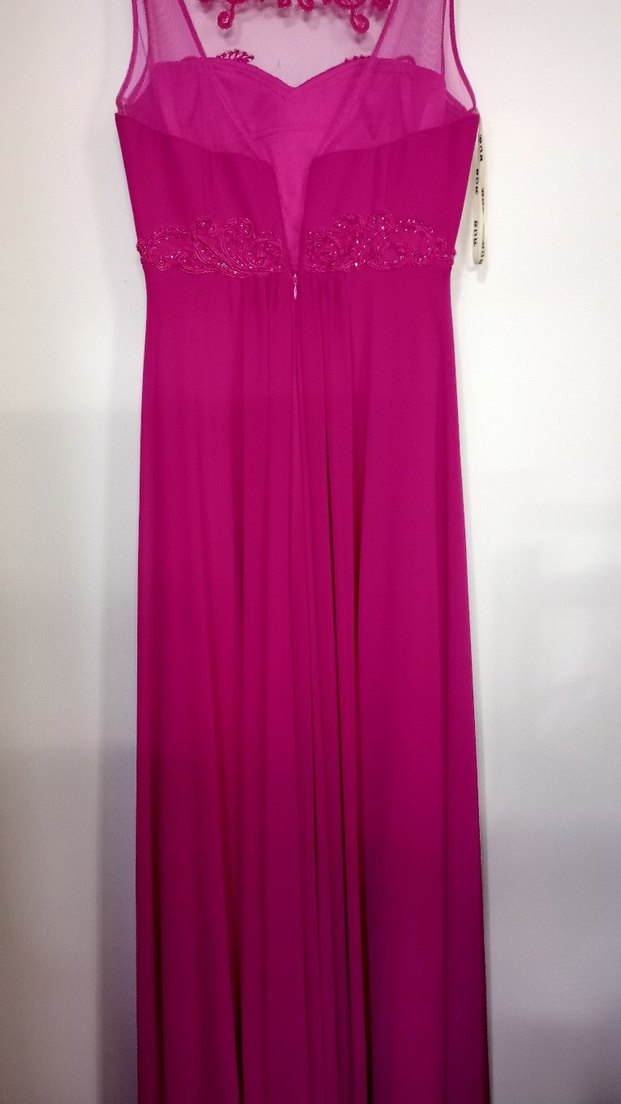 Pembe V Yaka Boncuk İşlemeli Abiye Elbise - Görsel 4