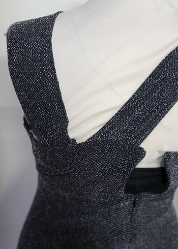 Gri V Yakalı Uzun Abiye Elbise - Görsel 4