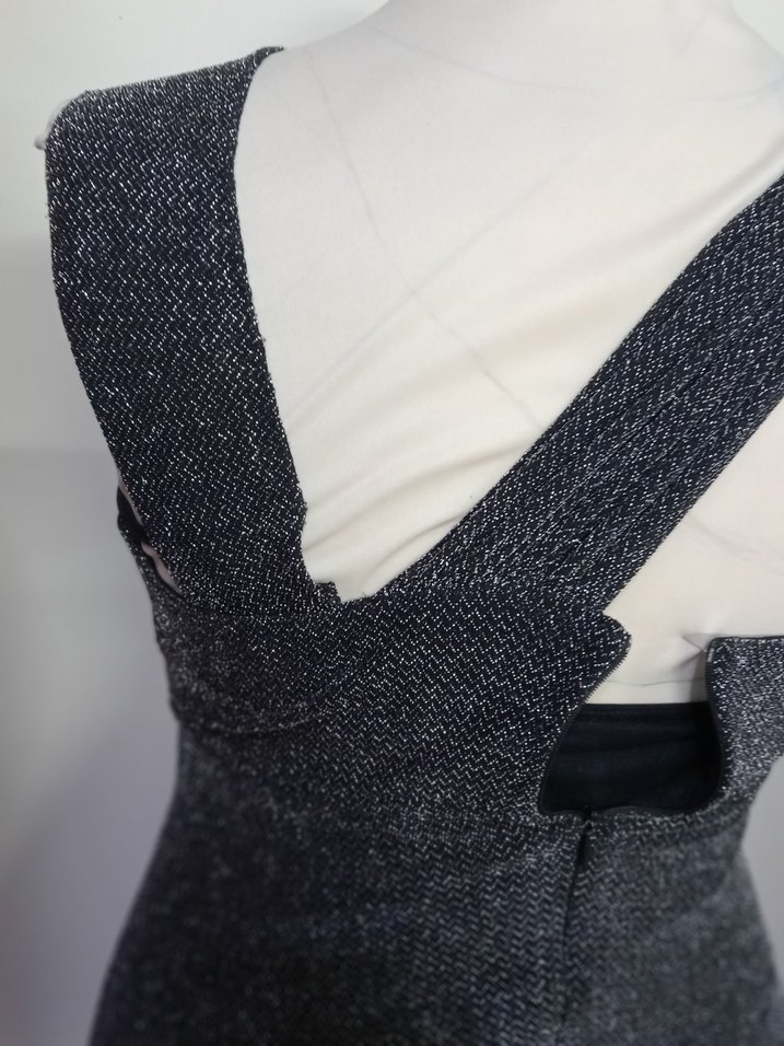 Gri V Yakalı Uzun Abiye Elbise - Görsel 4