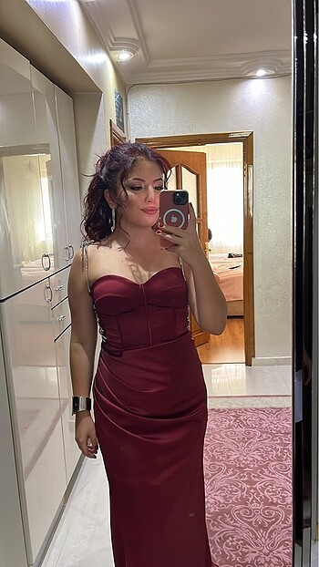 40 Beden Bordo abiye elbise