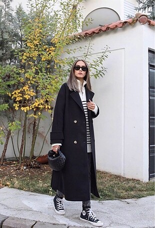 Hot Fashion Kuşaklı Kaşe Kaban