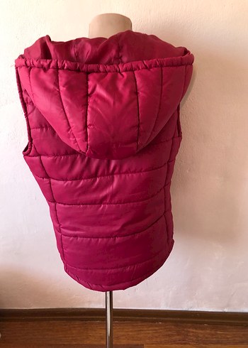 s Beden pembe Renk Parlak Pembe Kapüşonlu Kadın Şişme Yelek