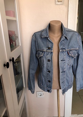 l Beden Gri Kadın Denim Ceket Düğmeli Rahat Kesim