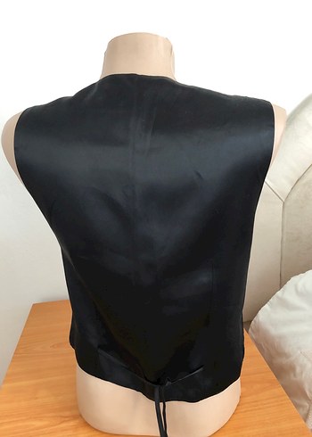 m Beden siyah Renk Düğmeli Siyah ipekV Yaka Kadın Yelek