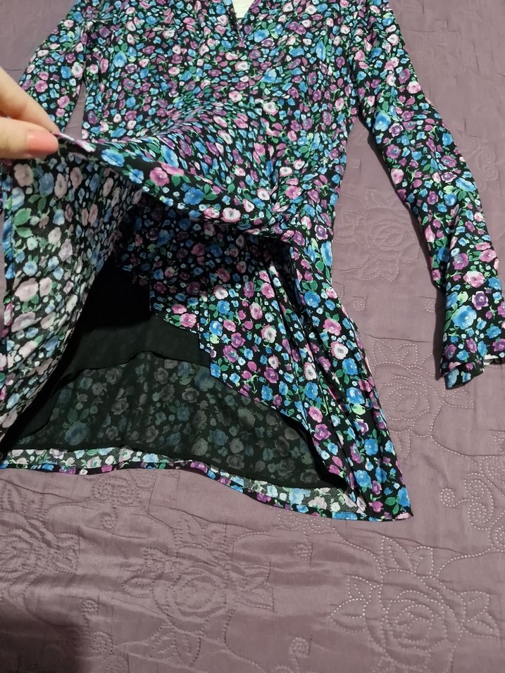 Çiçek Desenli V Yaka elbise - Görsel 5