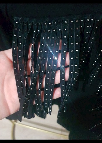 Düğmeli Siyah süet nubuk Kadın Ceket - Görsel 4