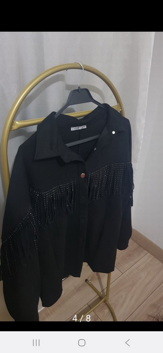 Düğmeli Siyah süet nubuk Kadın Ceket - Görsel 3