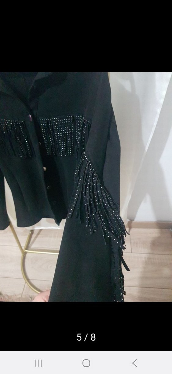 Düğmeli Siyah süet nubuk Kadın Ceket - Görsel 5