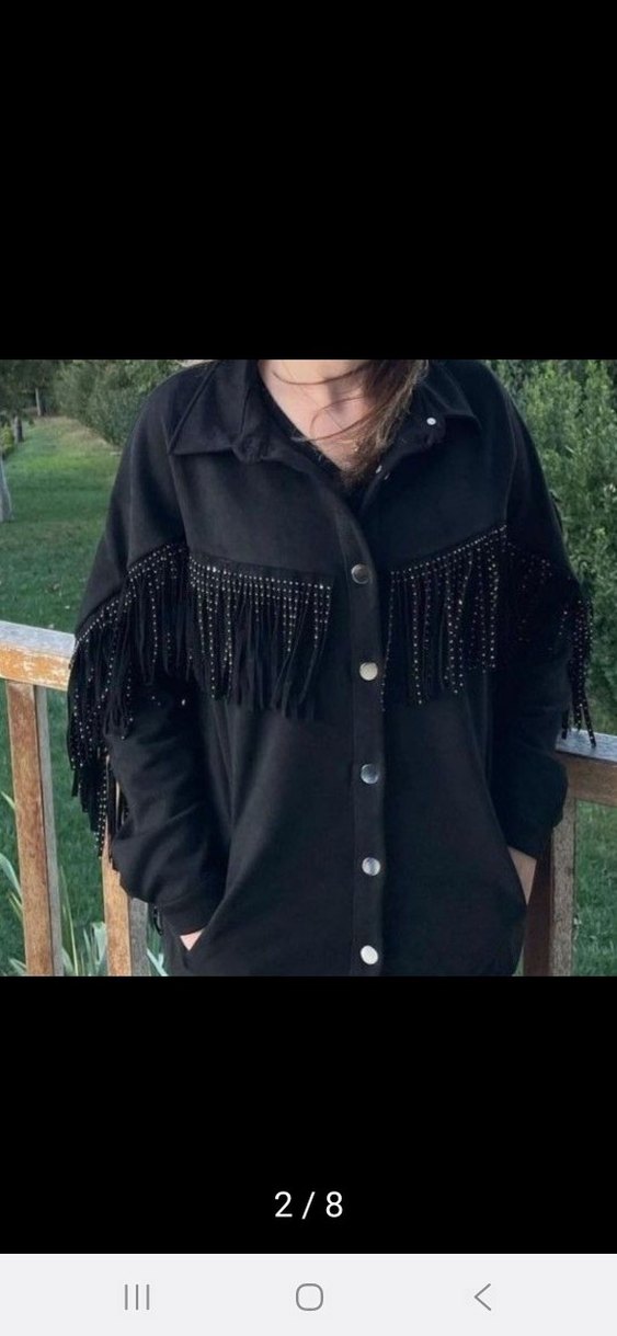 Düğmeli Siyah süet nubuk Kadın Ceket - Görsel 2