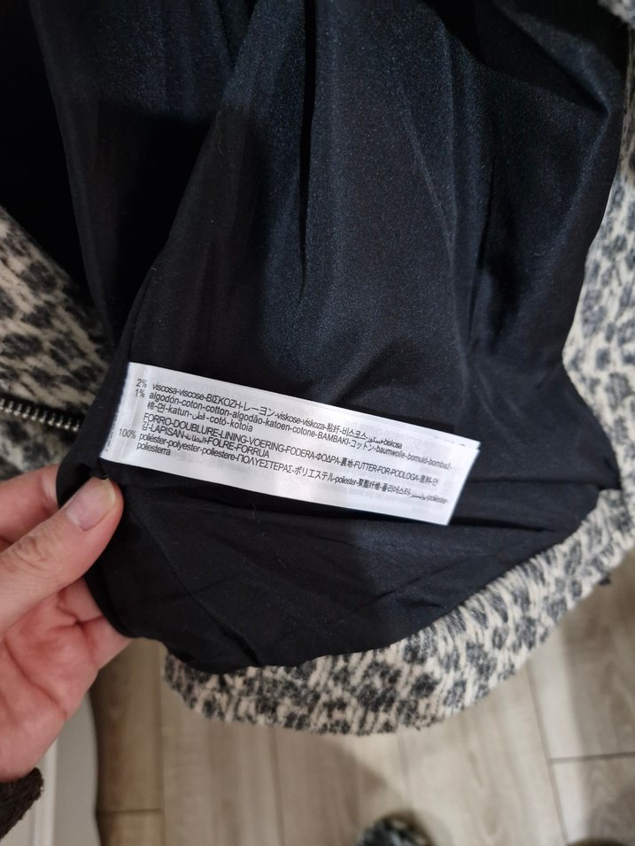 leopar Desenli Gri Mini Kadın Kaban - Görsel 3