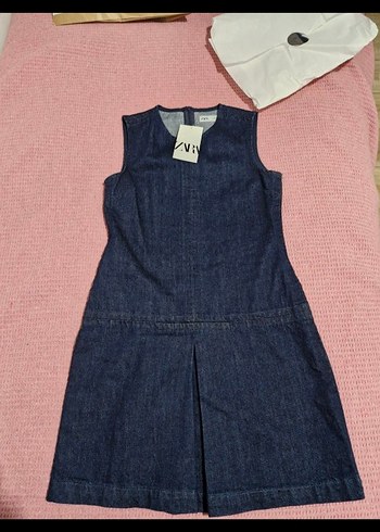 Zara Kadın Mavi Denim Kolsuz Elbise
