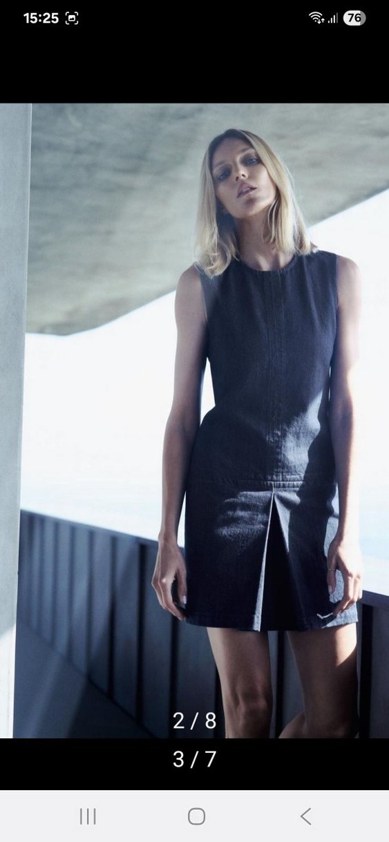 Zara Kadın Mavi Denim Kolsuz Elbise - Görsel 3