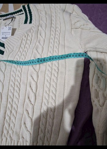 Zara Örgü V-Yaka Kadın Kazak - Görsel 5