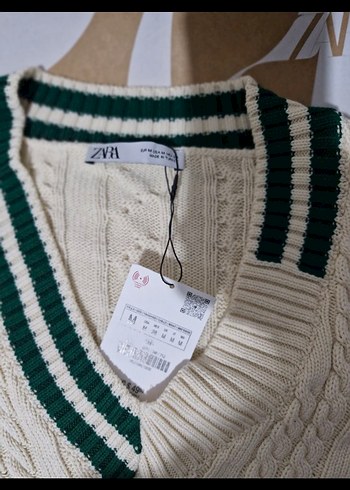 Zara Örgü V-Yaka Kadın Kazak - Görsel 6