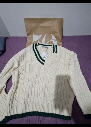 Zara Örgü V-Yaka Kadın Kazak - Görsel 7