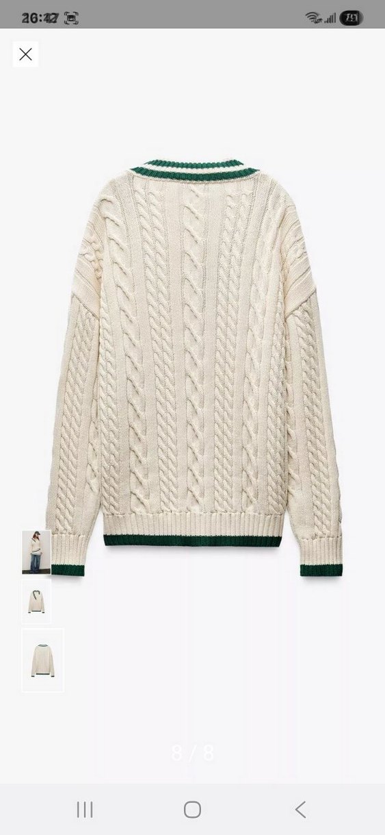 Zara Örgü V-Yaka Kadın Kazak - Görsel 2