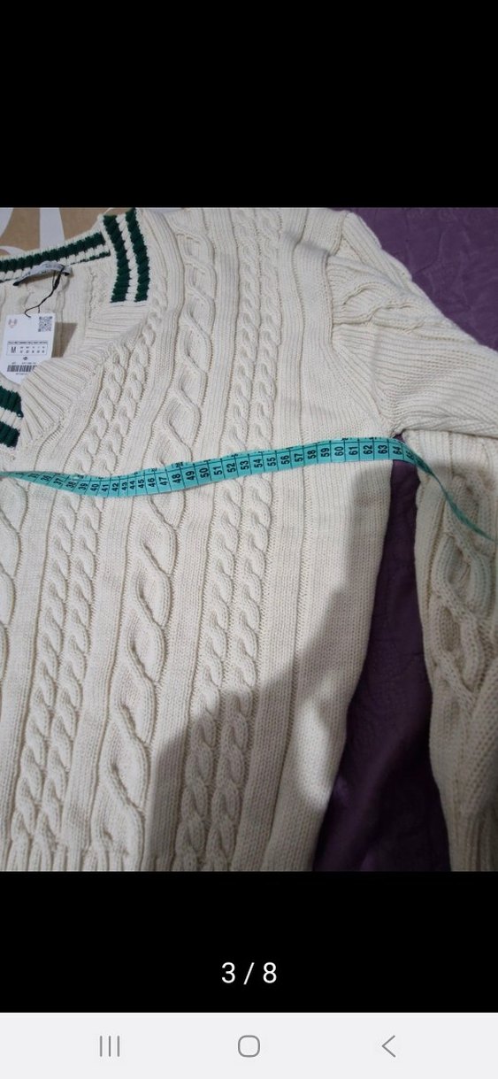 Zara Örgü V-Yaka Kadın Kazak - Görsel 5