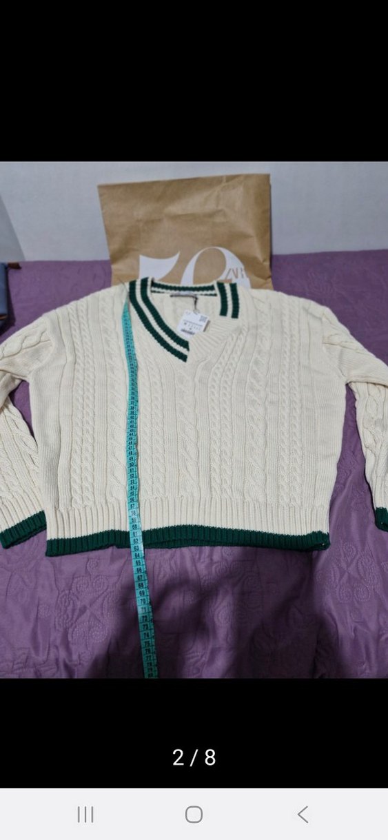 Zara Örgü V-Yaka Kadın Kazak - Görsel 4