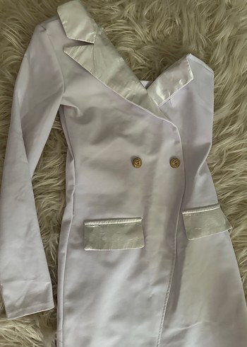 Tek omuz beyaz elbise - Görsel 2