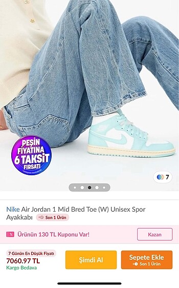 Nike Nike Air Jordan 1 Mid Bred Toe (W) Unisex Spor Ayakkabi Turkuaz