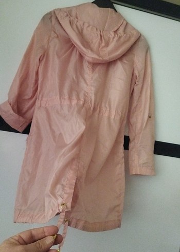 Pembe Düğmeli Midi Yağmurluk - Görsel 4