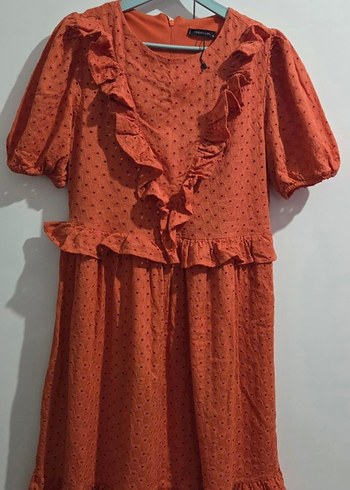 Turuncu Fisto Elbise - Görsel 7