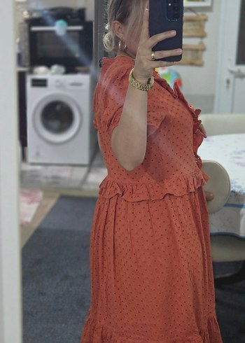 Turuncu Fisto Elbise - Görsel 5