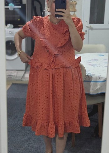 Turuncu Fisto Elbise - Görsel 4