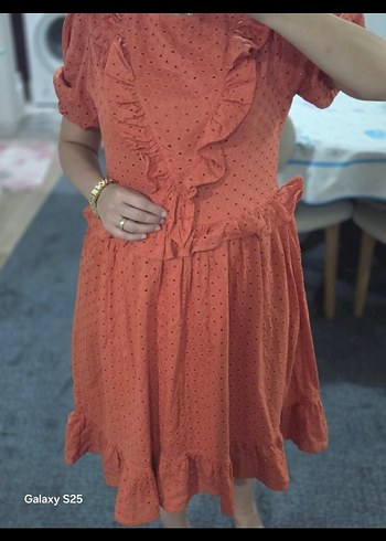 Turuncu Fisto Elbise - Görsel 2