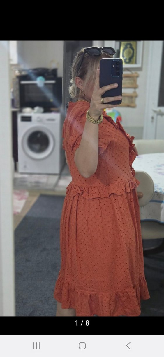 Turuncu Fisto Elbise - Görsel 5