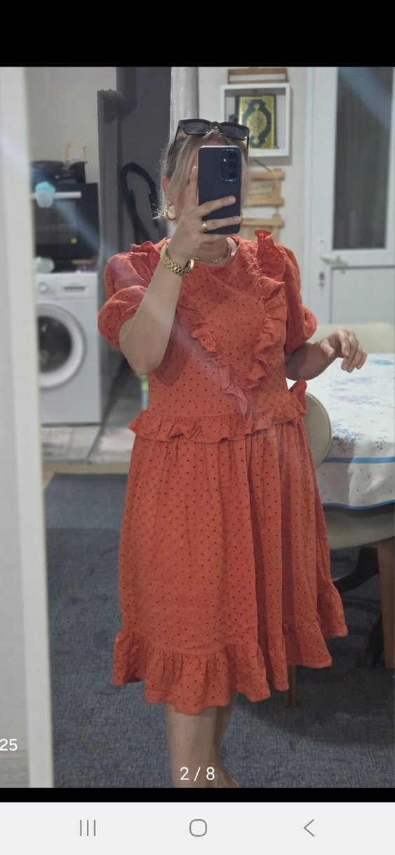 Turuncu Fisto Elbise - Görsel 3