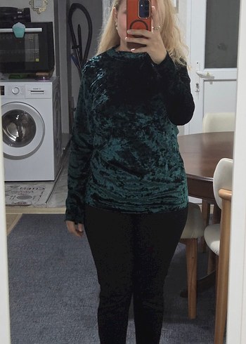 Yeşil Kadife Bluz - Görsel 4