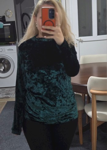 Yeşil Kadife Bluz - Görsel 2