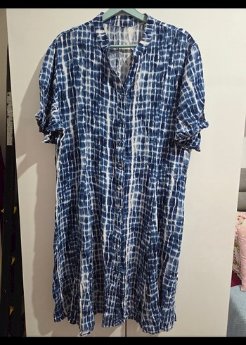 Lacivert V Yaka Elbise - Görsel 5