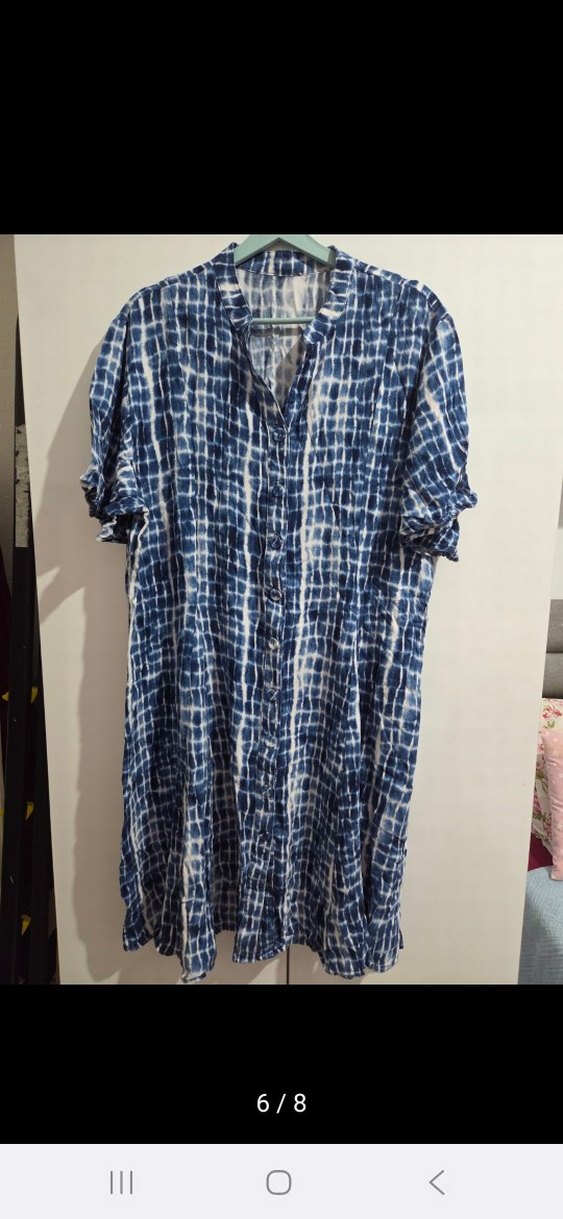 Lacivert V Yaka Elbise - Görsel 5