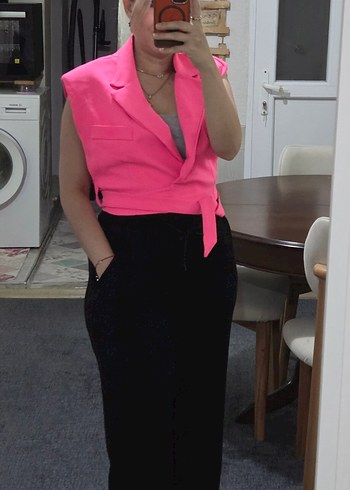 Pembe Kuşaklı Bluz - Görsel 3