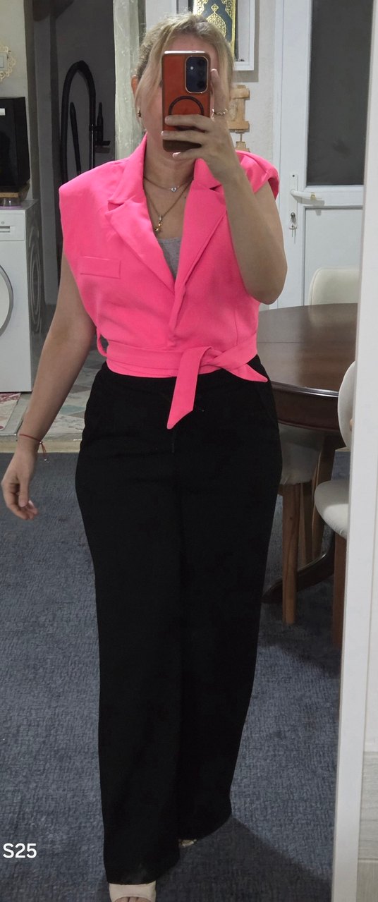 Pembe Kuşaklı Bluz - Görsel 4