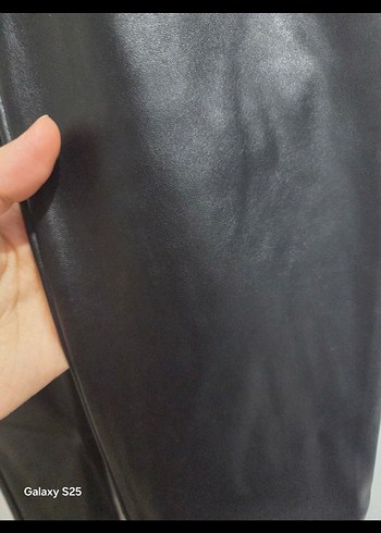 Siyah Suni Deri Tayt - Görsel 3