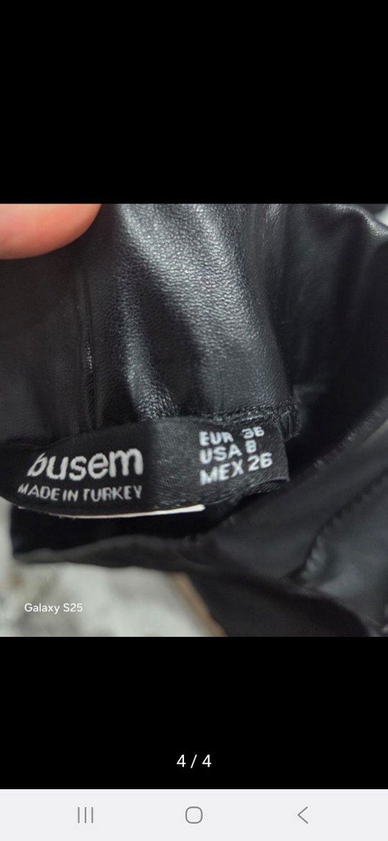 Siyah Suni Deri Tayt - Görsel 4