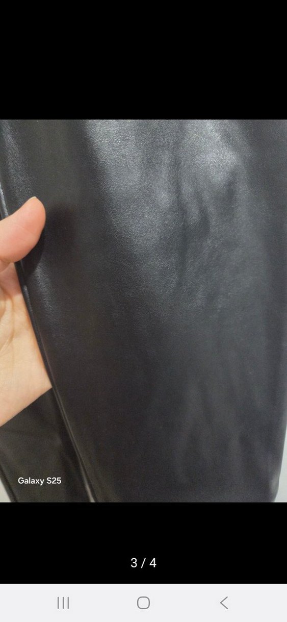 Siyah Suni Deri Tayt - Görsel 3