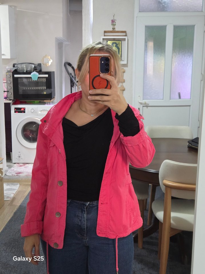 Pembe İnce Kot Ceket - Görsel 4