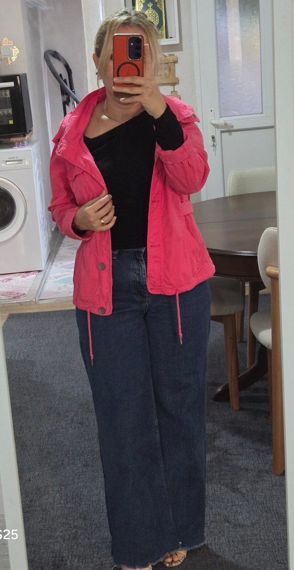 Pembe İnce Kot Ceket - Görsel 2