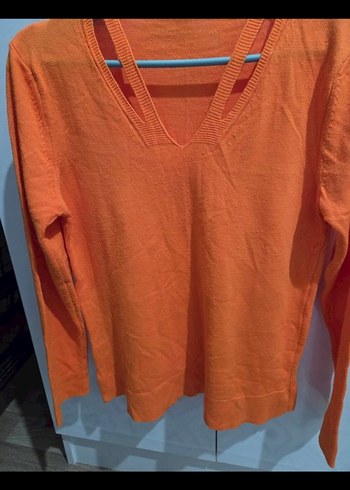 Turuncu V Yaka Kadın Triko - Görsel 8