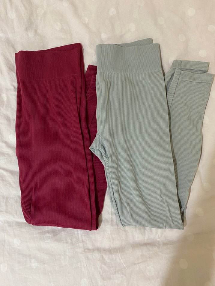 Bordo ve Gri FitilliKadın Tayt - Görsel 2